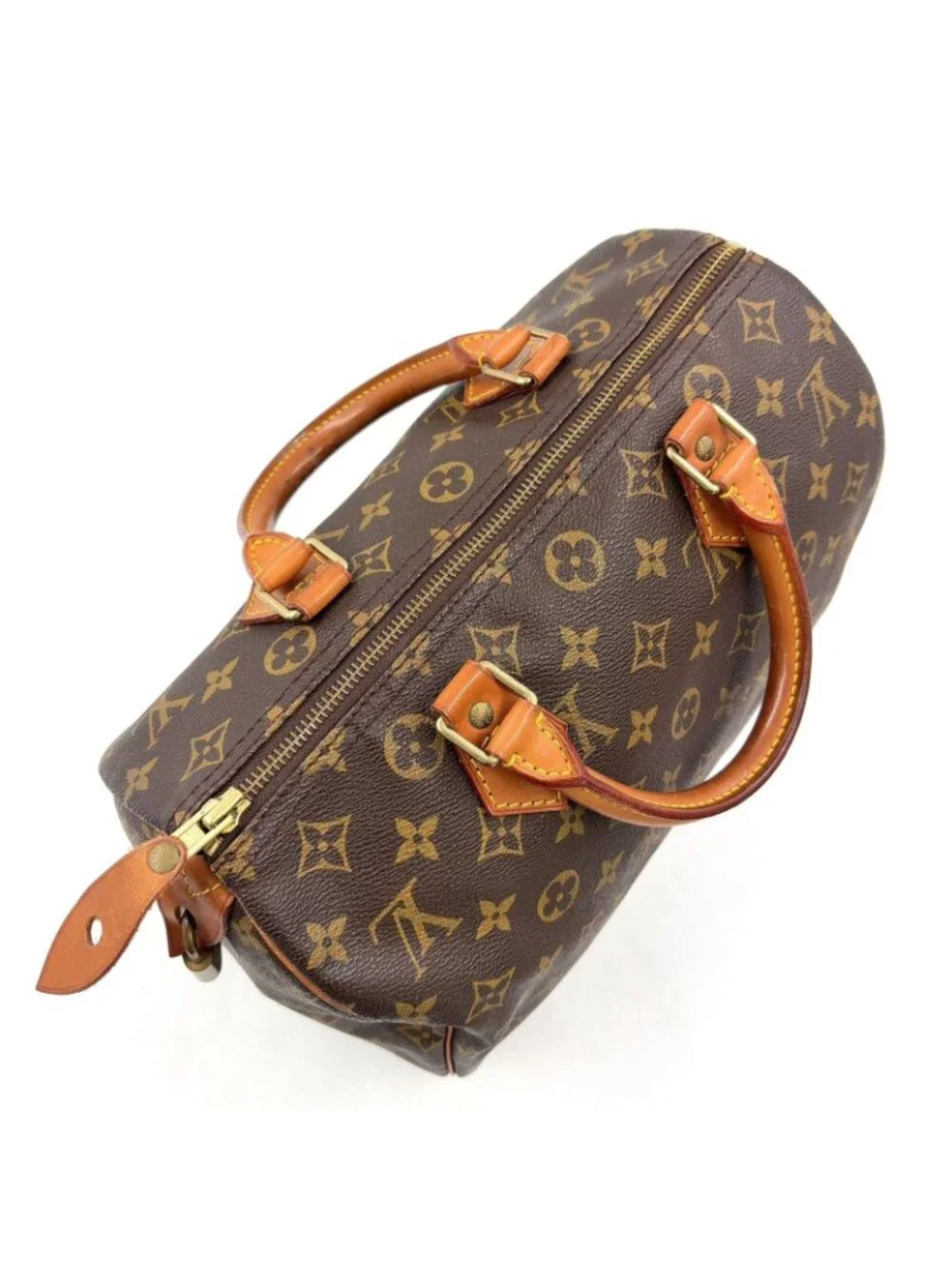 Louis Vuitton Speedy 30 Monogram Leather Brown Handbag Gold